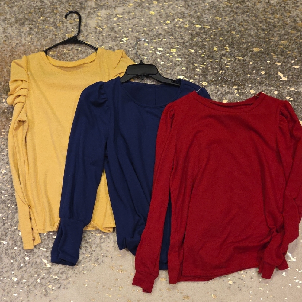 Shein Set Of 3 Women's Sweater Set - Red, Blue, Yellow
